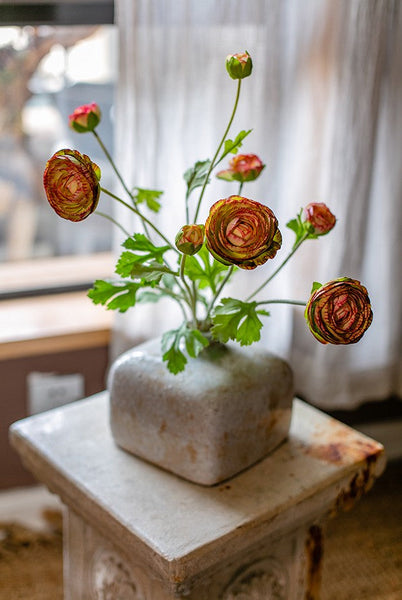 Dining Room Flower Arrangement Ideas, Ranunculus Asiaticus Flowers, Simple Modern Floral Arrangement Ideas for Home Decoration, Spring Artificial Floral for Bedroom-Grace Painting Crafts