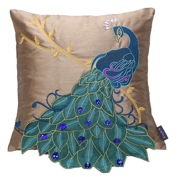 Beautiful Decorative Throw Pillows, Embroider Peacock Cotton and linen Pillow Cover, Decorative Sofa Pillows, Decorative Pillows for Couch-Grace Painting Crafts