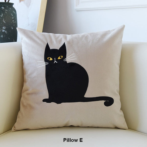Modern Sofa Decorative Pillows, Cat Decorative Throw Pillows for Couch, Lovely Cat Pillow Covers for Kid's Room, Modern Decorative Throw Pillows-Grace Painting Crafts