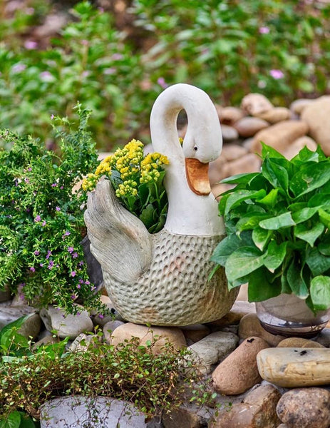 Large Swan Flower Pot for Garden, Swan Statue, Animal Statue for Garden Courtyard Ornament, Villa Outdoor Decor Gardening Ideas-Grace Painting Crafts