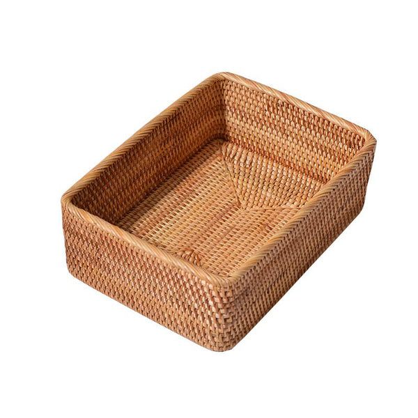 Woven Rectangular Basket for Shelves, Rattan Storage Basket, Storage Baskets for Bathroom, Woven Baskets for Living Room-Grace Painting Crafts