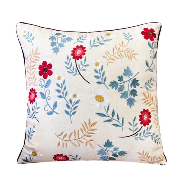 Decorative Throw Pillows for Couch, Embroider Flower Cotton Pillow Covers, Spring Flower Decorative Throw Pillows, Farmhouse Sofa Decorative Pillows-Grace Painting Crafts