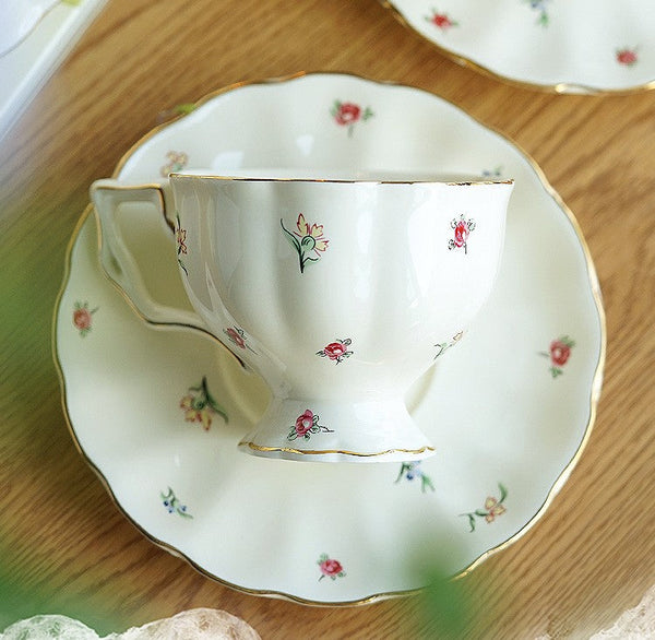 Bone China Porcelain Tea Cup Set, Beautiful British Tea Cups, Traditional English Tea Cups and Saucers, Unique Ceramic Coffee Cups-Grace Painting Crafts