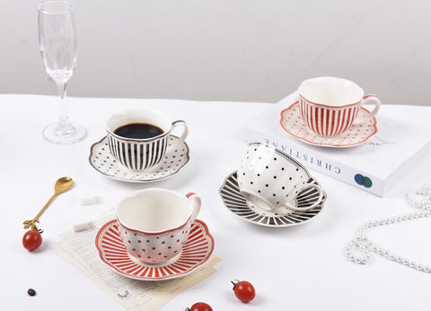 Unique Porcelain Cup and Saucer, Afternoon British Tea Cups, Creative Bone China Porcelain Tea Cup Set, Elegant Modern Ceramic Coffee Cups-Grace Painting Crafts