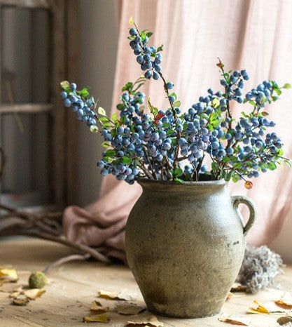 Simple Artificial Flowers for Home Decoration, Flower Arrangement Ideas for Living Room, Blue Cranberry Fruit Branch, Spring Artificial Floral for Bedroom-Grace Painting Crafts