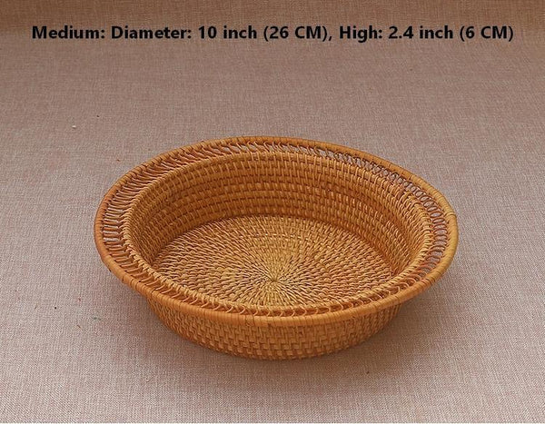 Rattan Small Storage Baskets, Round Storage Basket for Pantry, Kitchen Storage Baskets, Storage Basket for Dining Room-Grace Painting Crafts