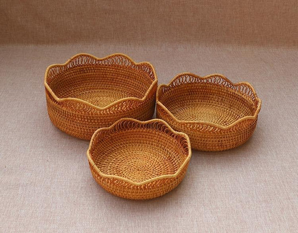 Round Storage Basket, Rattan Storage Basket for Shelves, Kitchen Storage Baskets, Woven Storage Baskets for Dining Room-Grace Painting Crafts