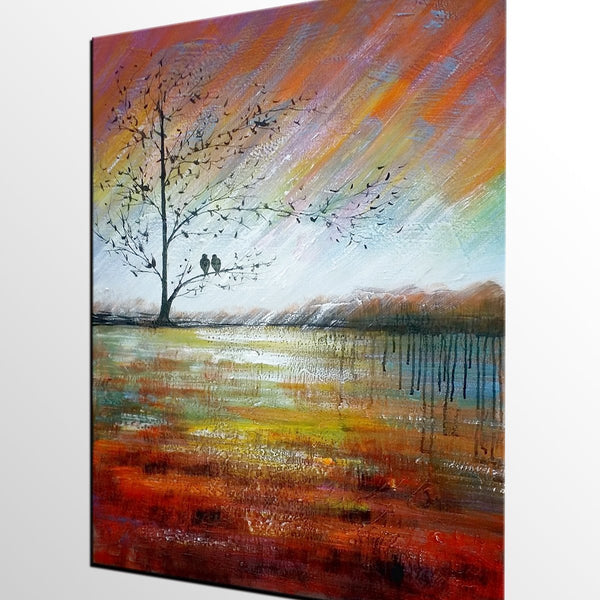 Modern Acrylic Painting, Abstract Landscape Painting, Love Birds Painting, Bedroom Canvas Painting, Acrylic Landscape Painting, C-Grace Painting Crafts