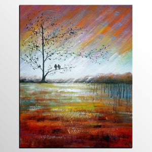 Modern Acrylic Painting, Abstract Landscape Painting, Love Birds Painting, Bedroom Canvas Painting, Acrylic Landscape Painting, C-Grace Painting Crafts