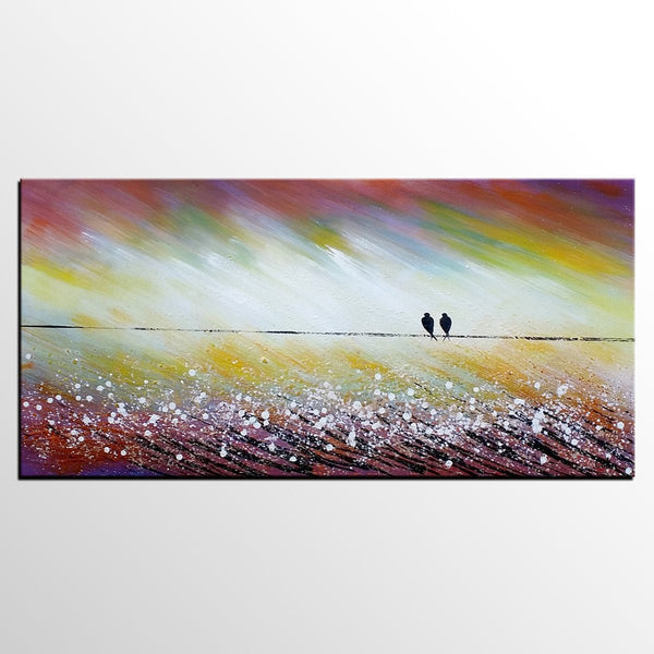 Simple Abstract Painting, Living Room Wall Art Ideas, Love Birds Painting, Acrylic Painting for Sale, Bedroom Canvas Painting-Grace Painting Crafts