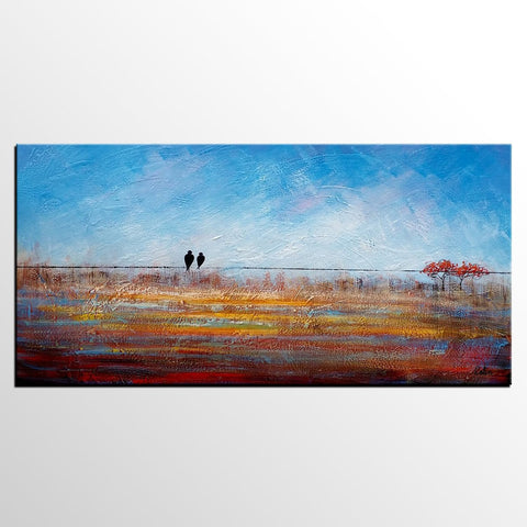 Simple Abstract Painting, Acrylic Painting on Sale, Dining Room Wall Art Painting, Love Birds Painting, Abstract Painting for Bedroom-Grace Painting Crafts