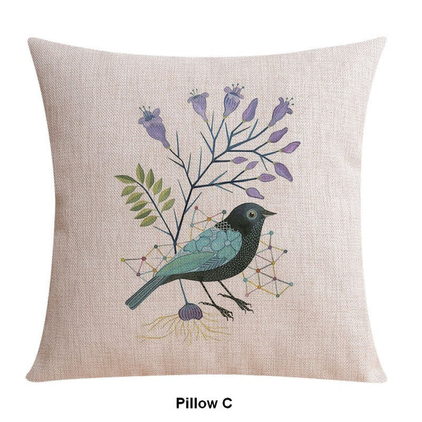 Large Decorative Pillow Covers, Decorative Sofa Pillows for Children's Room, Love Birds Throw Pillows for Couch, Singing Birds Decorative Throw Pillows-Grace Painting Crafts