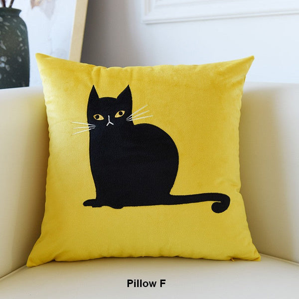 Lovely Cat Pillow Covers for Kid's Room, Modern Sofa Decorative Pillows, Cat Decorative Throw Pillows for Couch, Modern Decorative Throw Pillows-Grace Painting Crafts