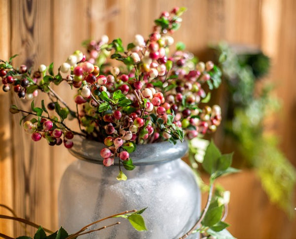 Cranberry Fruit Branch, Flower Arrangement Ideas for Living Room, Unique Artificial Flowers for Home Decoration, Spring Artificial Floral for Bedroom-Grace Painting Crafts