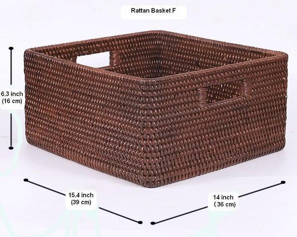 Storage Baskets for Clothes, Rectangular Storage Baskets, Large Brown Woven Storage Baskets, Storage Baskets for Shelves-Grace Painting Crafts