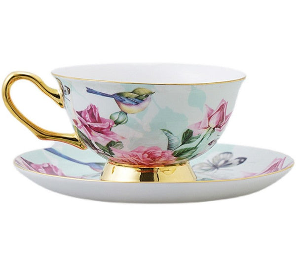 Unique Afternoon Tea Cups and Saucers in Gift Box, Royal Bone China Porcelain Tea Cup Set, Elegant Flower Pattern Ceramic Coffee Cups, Beautiful British Tea Cups-Grace Painting Crafts