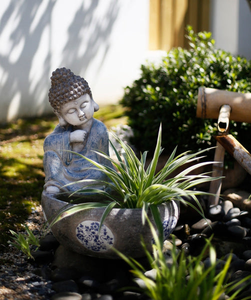 Sitting Buddha Flowerpot, Buddha Statue, Garden Decor Ideas, Large Figure Statue for Garden Ornaments, Villa Courtyard Decor, Outdoor Decoration Ideas-Grace Painting Crafts