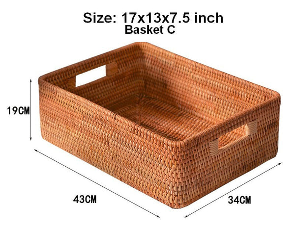 Woven Storage Baskets, Rattan Storage Baskets for Kitchen, Storage Basket for Shelves, Kitchen Storage Basket, Storage Baskets for Bedroom-Grace Painting Crafts