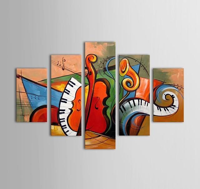 Hand Painted Modern Painting, Acrylic Painting on Canvas, Music Violin Painting, Oversize Wall Art Painting-Grace Painting Crafts