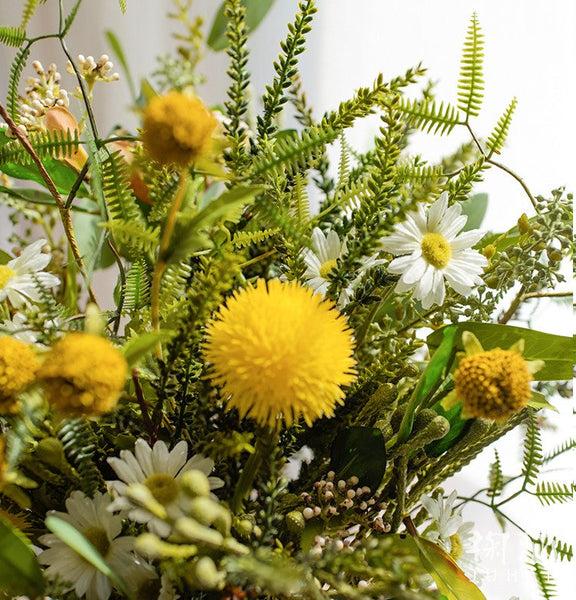Beautiful Modern Artificial Flowers for Dining Room Table, Dandelion, Wheat Branch, Eucalyptus Globulus, Unique Flower Arrangement for Home Decoration-Grace Painting Crafts