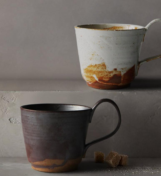 Pottery Coffee Mug, Large Handmade Ceramic Coffee Cup, Large Capacity Coffee Cup, Large Tea Cup-Grace Painting Crafts