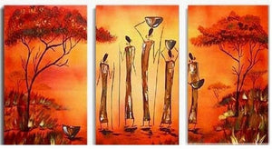 Landscape Painting, African Art, Canvas Painting, Wall Art, Large Painting, Living Room Wall Art, Modern Art, 3 Piece Wall Art, Abstract Painting, Home Art Decor-Grace Painting Crafts