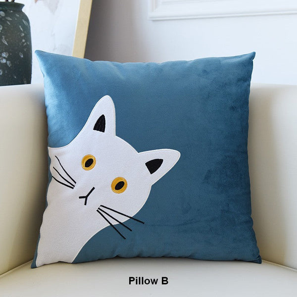 Modern Decorative Throw Pillows, Lovely Cat Pillow Covers for Kid's Room, Modern Sofa Decorative Pillows, Cat Decorative Throw Pillows for Couch-Grace Painting Crafts