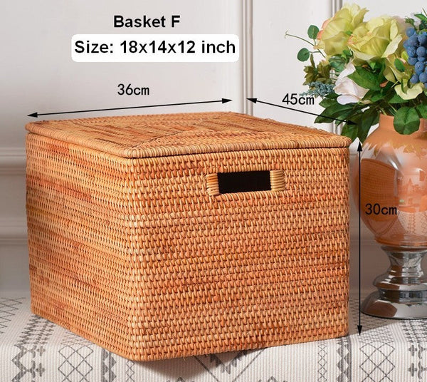 Oversized Rattan Storage Basket, Extra Large Rectangular Storage Basket for Clothes, Storage Baskets for Bathroom, Bedroom Storage Baskets-Grace Painting Crafts