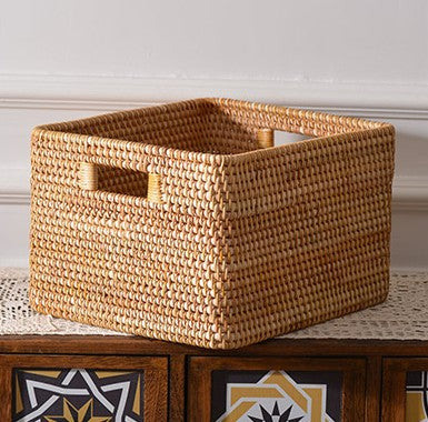 Extra Large Storage Baskets for Living Room, Storage Baskets for Clothes, Rectangular Storage Basket for Shelves, Woven Rattan Storage Basket for Kitchen-Grace Painting Crafts