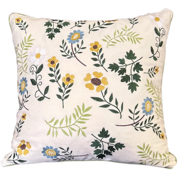 Farmhouse Decorative Throw Pillows, Spring Flower Sofa Decorative Pillows, Embroider Flower Cotton Pillow Covers, Flower Decorative Throw Pillows for Couch-Grace Painting Crafts