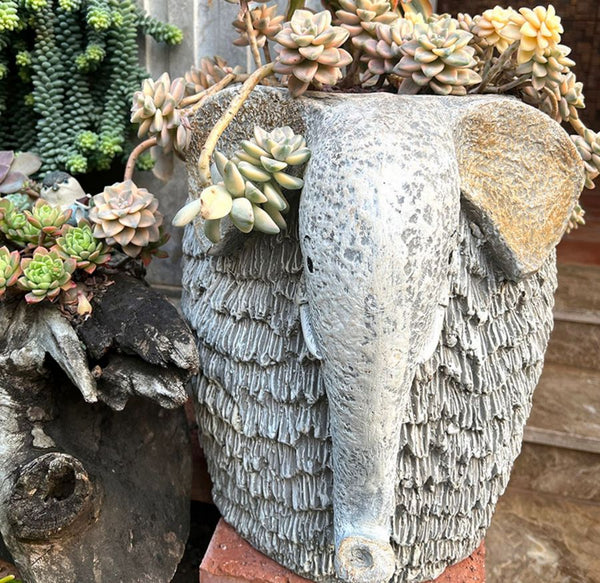 Modern Animal Statue for Garden Ornaments, Large Elephant Flowerpot, Resin Statue for Garden, Villa Outdoor Decor Gardening Ideas-Grace Painting Crafts