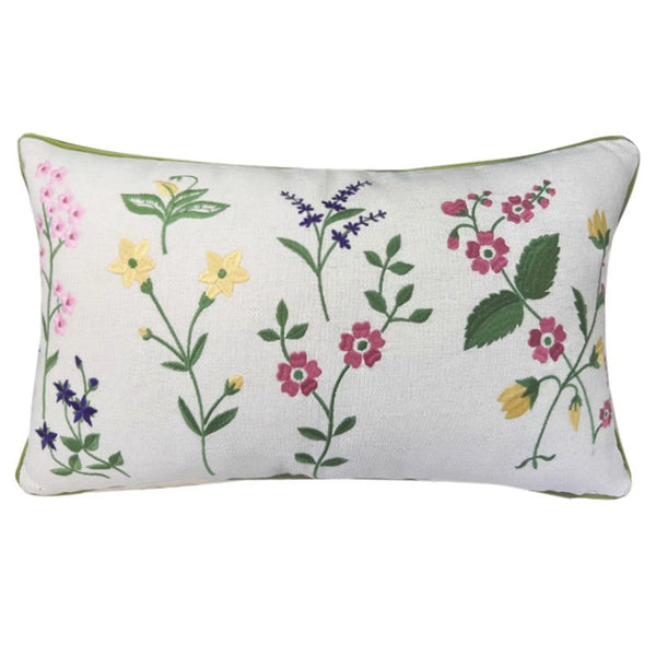 Farmhouse Sofa Decorative Pillows, Embroider Flower Cotton Pillow Covers, Spring Flower Decorative Throw Pillows, Flower Decorative Throw Pillows for Couch-Grace Painting Crafts