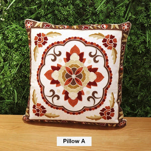Sofa Decorative Pillows, Embroider Flower Cotton Pillow Covers, Cotton Flower Decorative Pillows, Farmhouse Decorative Throw Pillows for Couch-Grace Painting Crafts