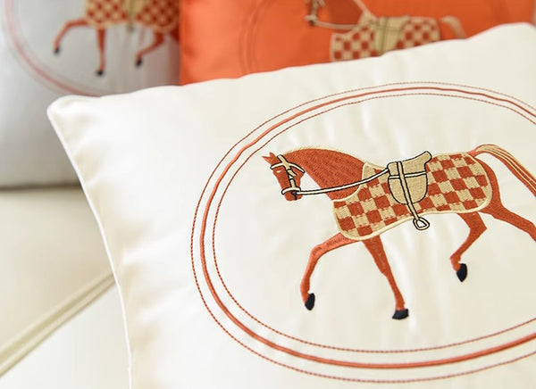 Decorative Throw Pillows for Couch, Modern Sofa Decorative Pillows, Embroider Horse Pillow Covers, Horse Modern Decorative Throw Pillows-Grace Painting Crafts