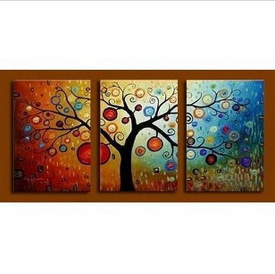 Abstract Art, Tree of Life Painting, Canvas Painting, 3 Piece Wall Art, Modern Artwork, Abstract Painting-Grace Painting Crafts