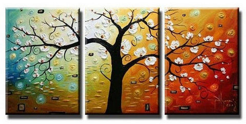 Abstract Art, Canvas Painting, Wall Art, Large Painting, 3 Piece Canvas Art, Tree of Life Painting-Grace Painting Crafts