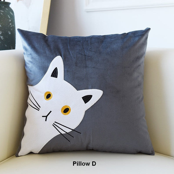 Decorative Throw Pillows, Modern Sofa Decorative Pillows, Lovely Cat Pillow Covers for Kid's Room, Cat Decorative Throw Pillows for Couch-Grace Painting Crafts