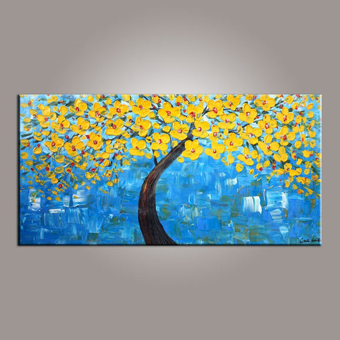 Tree Painting, Painting on Sale, Flower Art, Abstract Art Painting, Canvas Wall Art, Bedroom Wall Art, Canvas Art, Modern Art, Contemporary Art-Grace Painting Crafts