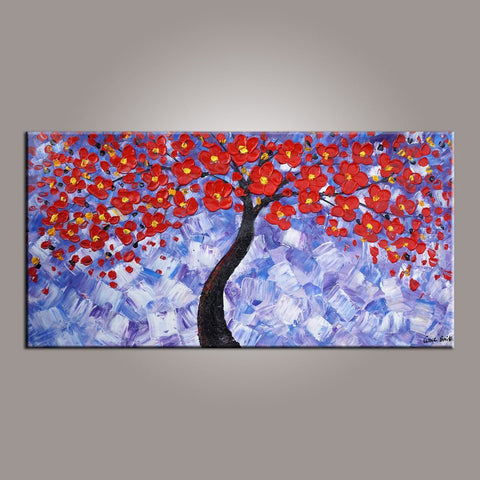 Painting on Sale, Flower Art, Abstract Art Painting, Tree Painting, Canvas Wall Art, Bedroom Wall Art, Canvas Art, Modern Art, Contemporary Art-Grace Painting Crafts