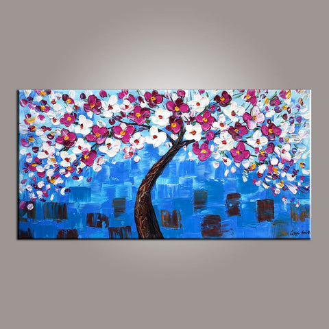 Flower Tree Painting, Abstract Art Painting, Painting on Sale, Canvas Wall Art, Dining Room Wall Art, Canvas Art, Modern Art, Contemporary Art-Grace Painting Crafts