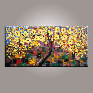 Flower Tree Painting, Canvas Wall Art, Abstract Art Painting, Painting on Sale, Dining Room Wall Art, Canvas Art, Modern Art, Contemporary Art-Grace Painting Crafts