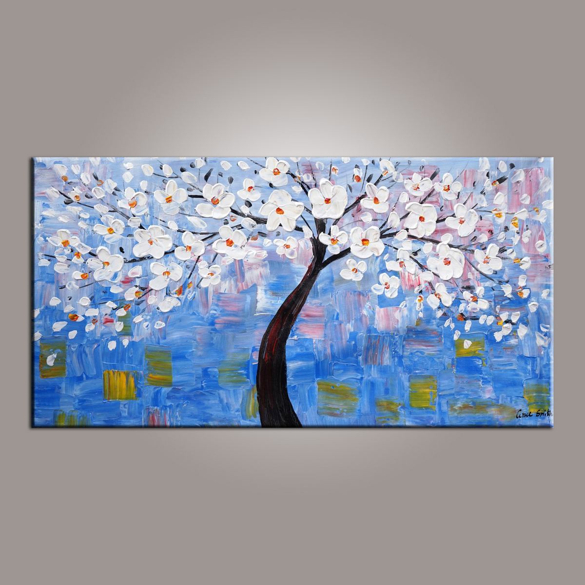 Abstract Canvas Art, Flower Tree Painting, Tree of Life Painting, Painting on Sale, Contemporary Art-Grace Painting Crafts