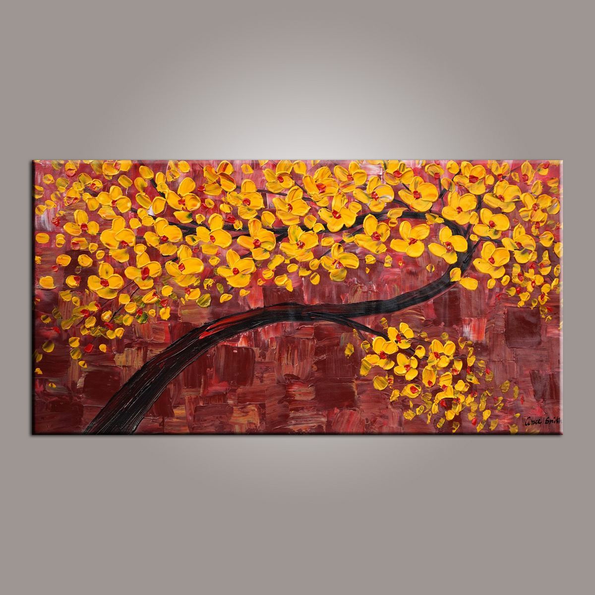 Painting on Sale, Canvas Art, Flower Tree Painting, Abstract Art Painting, Dining Room Wall Art, Art on Canvas, Modern Art, Contemporary Art-Grace Painting Crafts