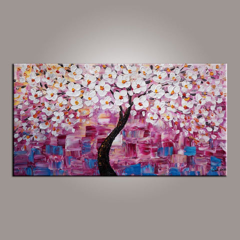 Flower Tree Painting, Art on Sale, Abstract Art Painting, Dining Room Wall Art, Art on Canvas, Modern Art, Contemporary Art-Grace Painting Crafts