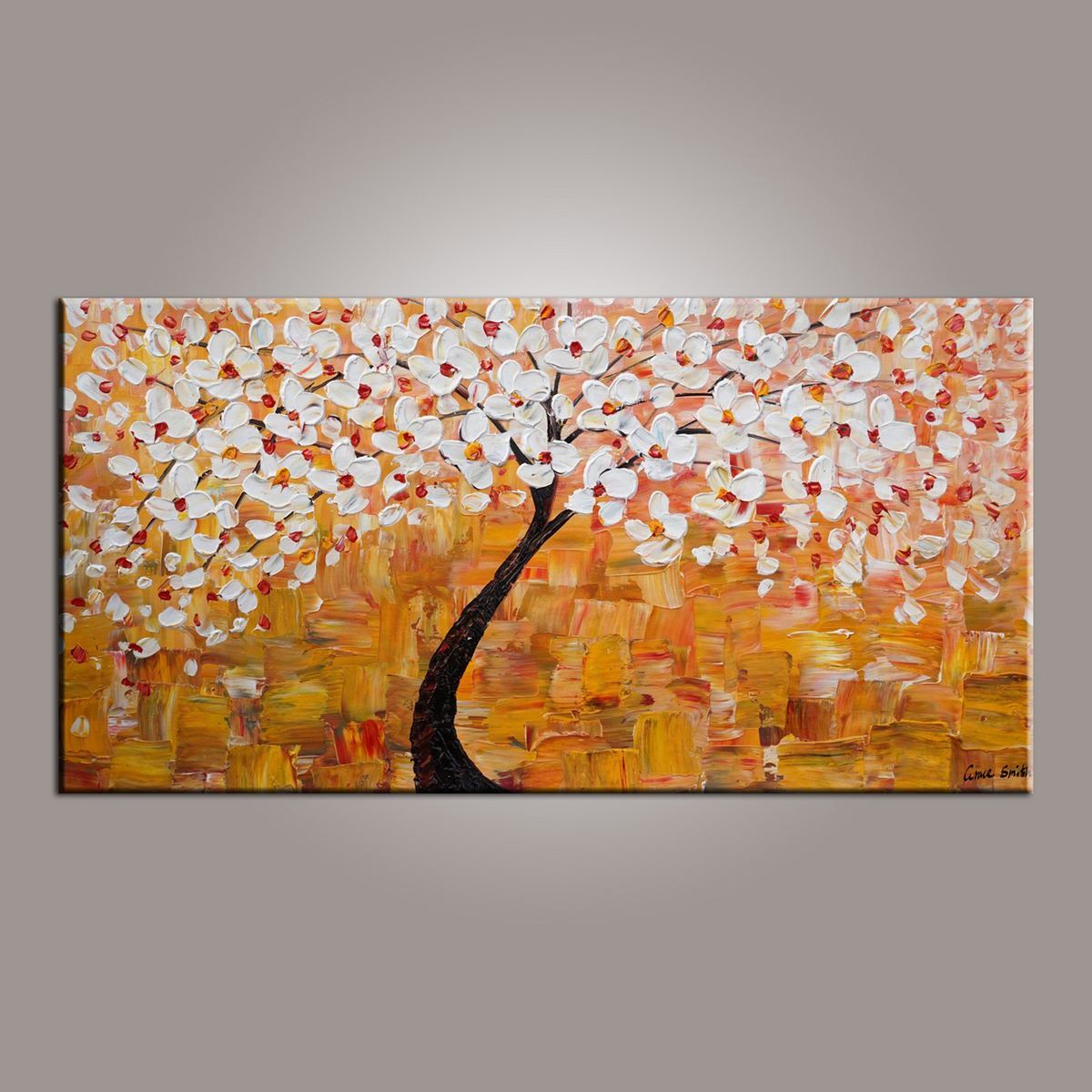 Art on Sale, Flower Tree Painting, Abstract Art Painting, Art on Canvas, Tree of Life Art, Contemporary Art-Grace Painting Crafts