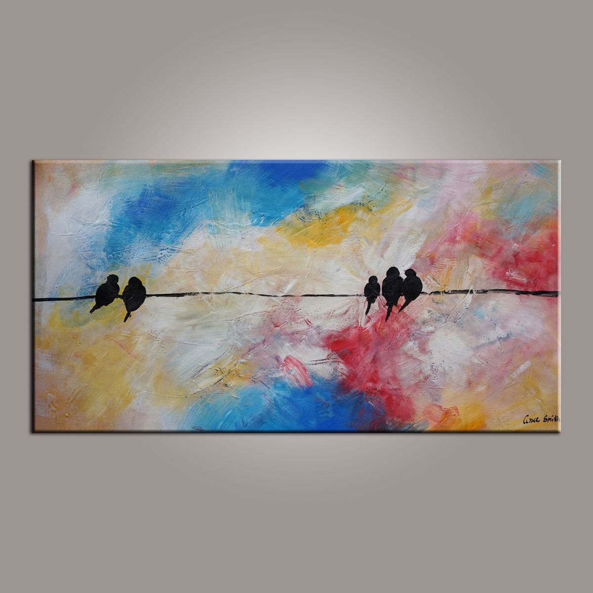 Modern Art, Abstract Art, Love Birds Painting, Painting for Sale, Contemporary Art, Flower Art, Abstract Art, Living Room Wall Art, Canvas Art-Grace Painting Crafts