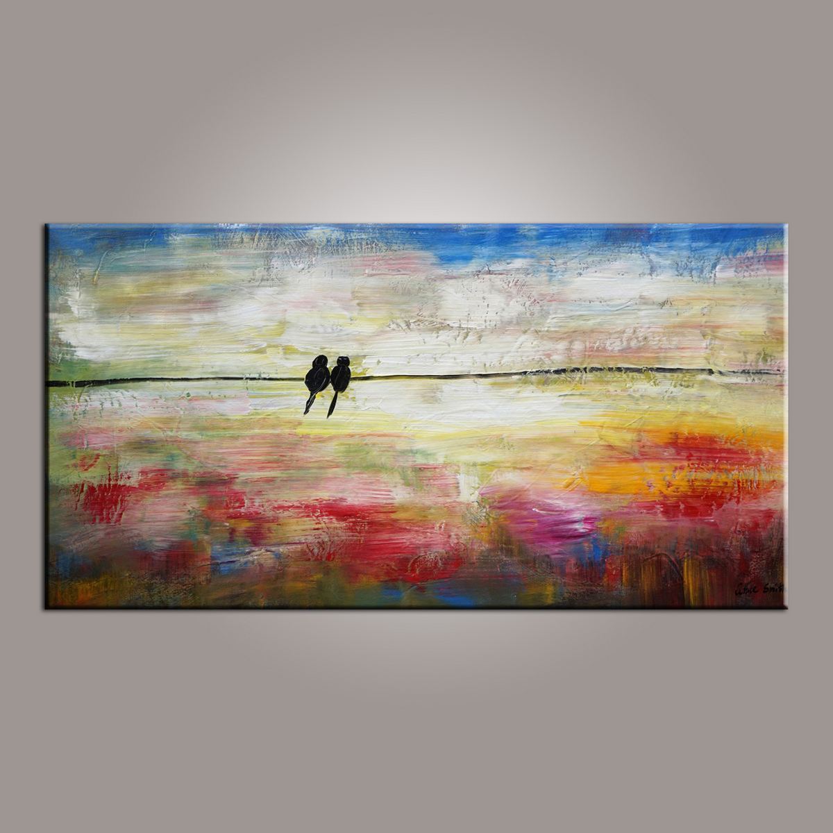 Modern Art, Abstract Art, Love Birds Painting, Painting for Sale, Contemporary Art, Flower Art, Abstract Art, Living Room Wall Art, Canvas Art-Grace Painting Crafts