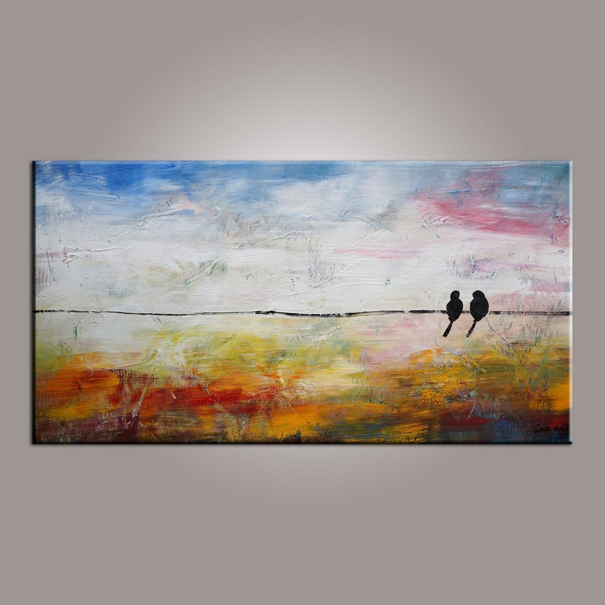 Love Birds Painting, Painting for Sale, Modern Art, Abstract Art, Contemporary Art, Abstract Art, Living Room Wall Art, Canvas Art-Grace Painting Crafts