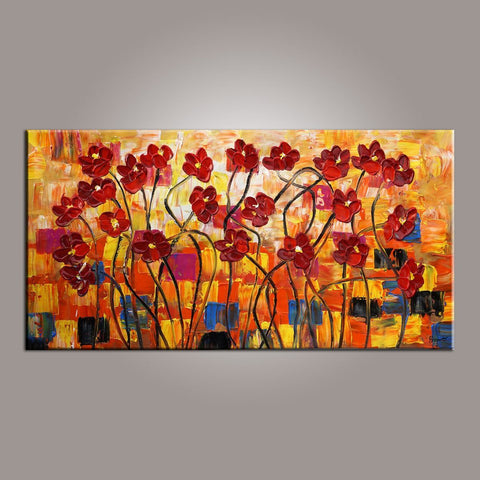 Spring Flower Painting, Canvas Wall Art, Painting for Sale, Flower Art, Abstract Art Painting, Bedroom Wall Art, Canvas Art, Modern Art, Contemporary Art-Grace Painting Crafts