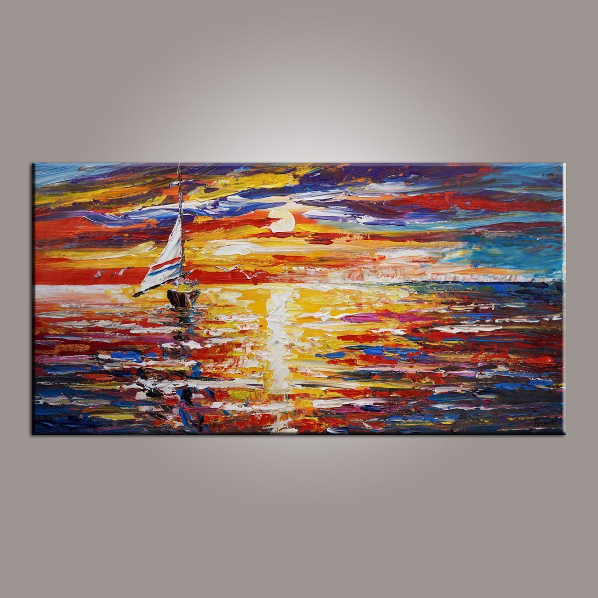 Modern Art, Contemporary Art, Boat Painting, Art Painting, Abstract Art, Abstract Art Painting, Living Room Wall Art, Canvas Art-Grace Painting Crafts